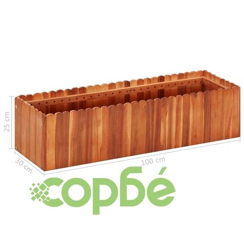 Градинска повдигната леха, 100x30x25 см, акациево дърво масив ➤ топ цена ➤ sorbe.bg