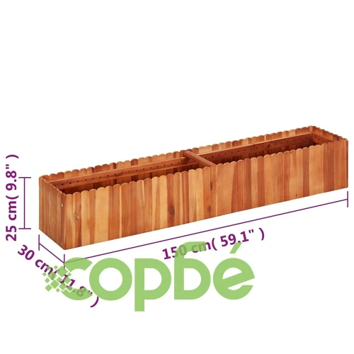 Градинска повдигната леха, 150x30x25 см, акациево дърво масив ➤ топ цена ➤ sorbe.bg