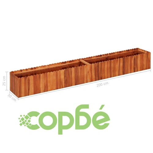 Градинска повдигната леха, 200x30х25 см, акациево дърво масив ➤ топ цена ➤ sorbe.bg