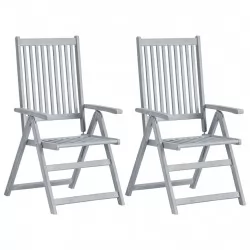 Градински накланящи се столове, 2 бр, сиви, акация масив 