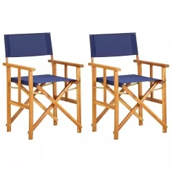 Режисьорски столове, 2 бр, акациево дърво масив, сини
