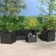 Градински комплект с възглавници, 4 части, полиратан, черен