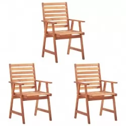 Градински трапезни столове, 3 бр, акация масив