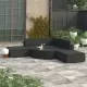 Градински комплект с възглавници, 6 части, полиратан, черен