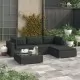 Градински комплект с възглавници, 5 части, полиратан, черен