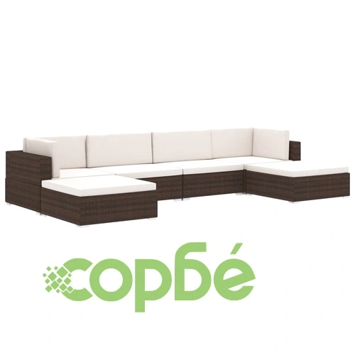 Модулен ъглов фотьойл с възглавници, 1 бр, полиратан, черен ➤ топ цена ➤ sorbe.bg