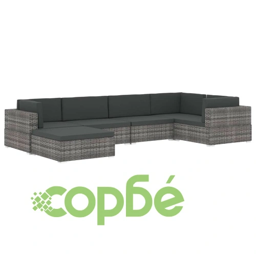 Модулен ъглов фотьойл с възглавници, 1 бр, полиратан, черен ➤ топ цена ➤ sorbe.bg