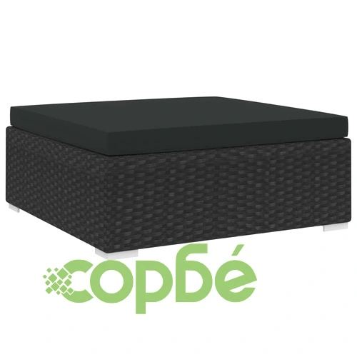 Модулна табуретка с възглавница, 1 бр, полиратан, черна ➤ топ цена ➤ sorbe.bg