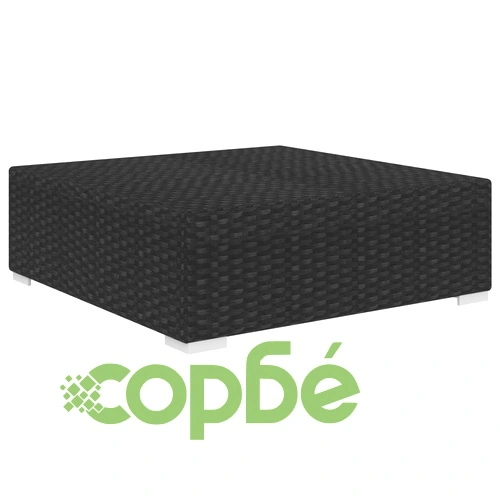 Модулна табуретка с възглавница, 1 бр, полиратан, черна ➤ топ цена ➤ sorbe.bg