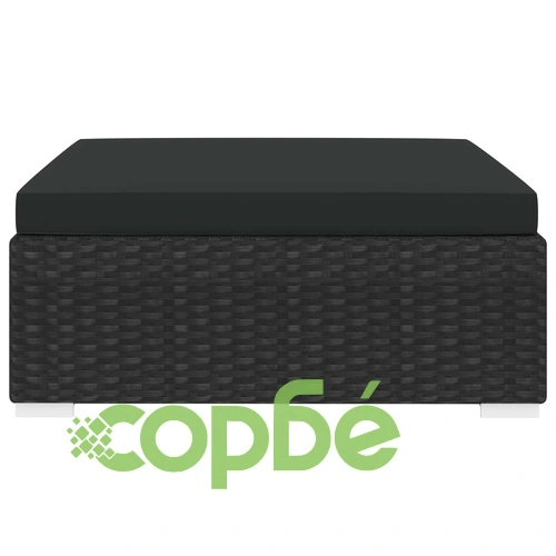 Модулна табуретка с възглавница, 1 бр, полиратан, черна ➤ топ цена ➤ sorbe.bg