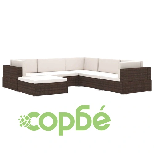 Модулна табуретка с възглавница, 1 бр, полиратан, черна ➤ топ цена ➤ sorbe.bg