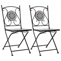 Мозаечни бистро столове, 2 бр, сиви