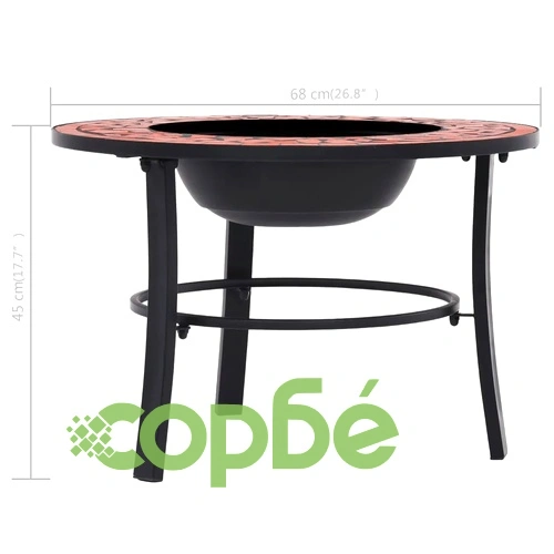 Мозаечна маса с огнище, теракота, 68 см, керамика ➤ топ цена ➤ sorbe.bg