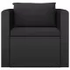 Кресло с възглавници, полиратан, черно