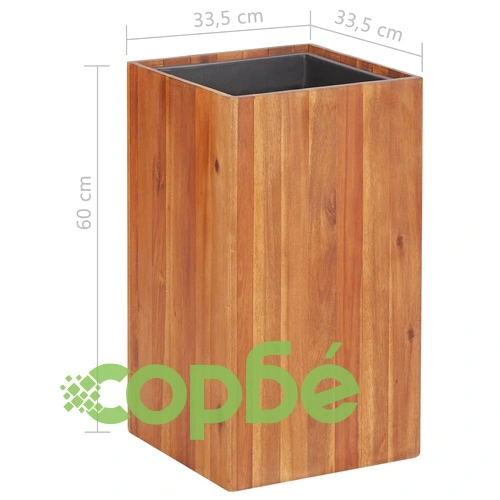 Градинска повдигната леха 33,5x33,5x60 см акация масив ➤ топ цена ➤ sorbe.bg