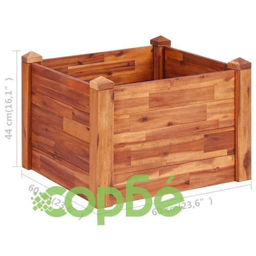 Градинска повдигната леха, 60x60x44 см, акациево дърво масив ➤ топ цена ➤ sorbe.bg