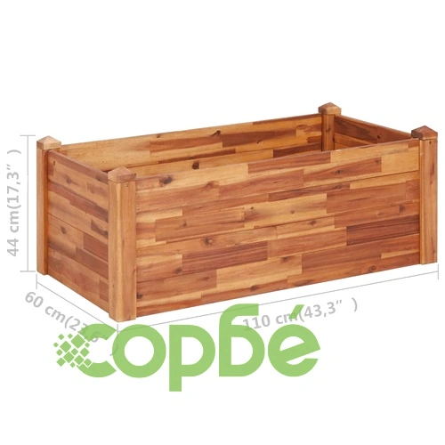 Градинска повдигната леха, 110x60x44 см, акациево дърво масив ➤ топ цена ➤ sorbe.bg