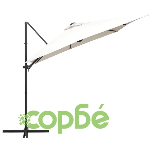 Конзолен градински чадър с LED стоманен прът 250x250 см пясъчен ➤ топ цена ➤ sorbe.bg