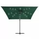 Чадър чупещо рамо, LED лампи и стоманен прът, 250x250 см, зелен
