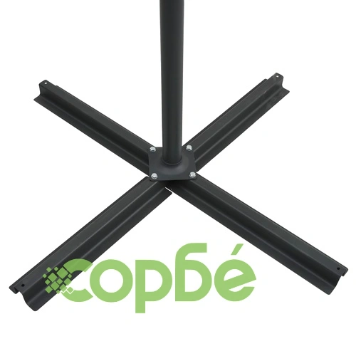 Чадър чупещо рамо с LED лампи стоманен прът 250x250 см лазурно ➤ топ цена ➤ sorbe.bg