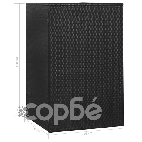 Единичен навес за кофа за смет черен 76x78x120 см полиратан  ➤ топ цена ➤ sorbe.bg