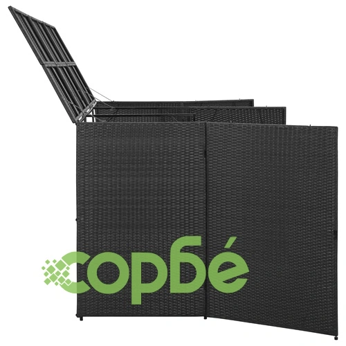 Троен навес за кофа за смет черен 229x78x120 см полиратан ➤ топ цена ➤ sorbe.bg