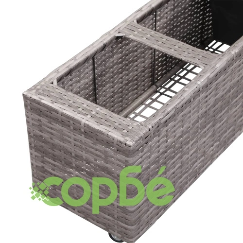 Градинска висока леха с 3 саксии 100x30x36 см полиратан сива ➤ топ цена ➤ sorbe.bg