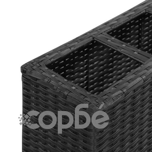 Градинска висока леха с 4 саксии 80x22x79 см полиратан черна ➤ топ цена ➤ sorbe.bg