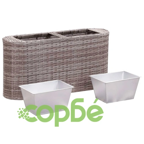 Градинска повдигната леха, 80x25x40 см, полиратан, сива ➤ топ цена ➤ sorbe.bg