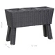 Висока леха с крака и 3 саксии, 72x25x50 см, полиратан, черна