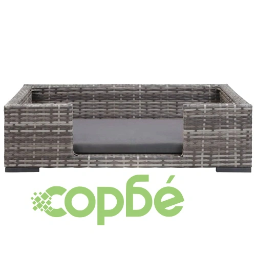 Кучешко легло с възглавница, сиво, 70x50 см, полиратан ➤ топ цена ➤ sorbe.bg