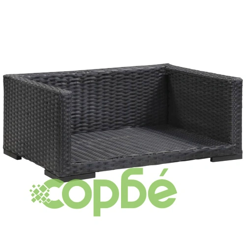 Кучешко легло с възглавница, черно, 90x60 см, полиратан ➤ топ цена ➤ sorbe.bg