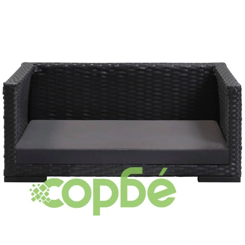 Кучешко легло с възглавница, черно, 70x50 см, полиратан ➤ топ цена ➤ sorbe.bg