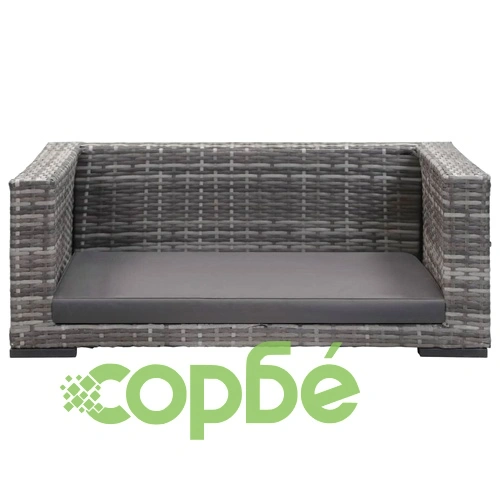 Кучешко легло с възглавница, сиво, 90x60 см, полиратан ➤ топ цена ➤ sorbe.bg