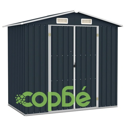 Градинска барака, антрацит, 205x129x183 см, поцинкована стомана  ➤ топ цена ➤ sorbe.bg