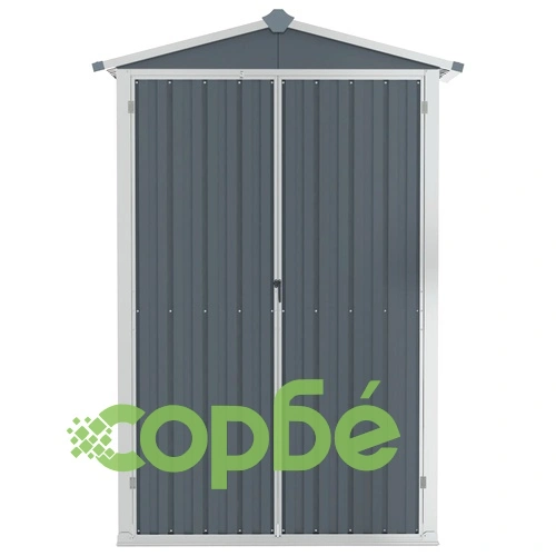 Градинска барака, сива, 116x45x175 см, поцинкована стомана ➤ топ цена ➤ sorbe.bg
