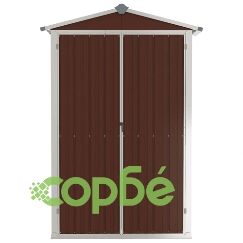 Градинска барака, кафява, 116x45x175 см, поцинкована стомана ➤ топ цена ➤ sorbe.bg