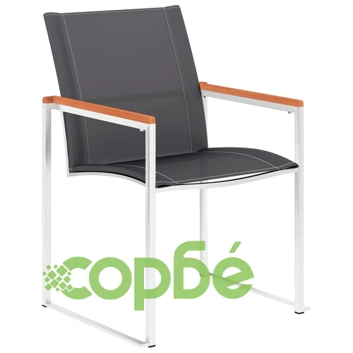 Градински столове, 2 бр, textilene и неръждаема стомана, сиви ➤ топ цена ➤ sorbe.bg