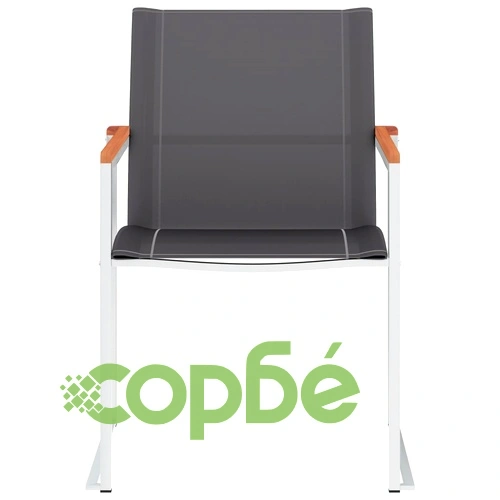 Градински столове, 2 бр, textilene и неръждаема стомана, сиви ➤ топ цена ➤ sorbe.bg