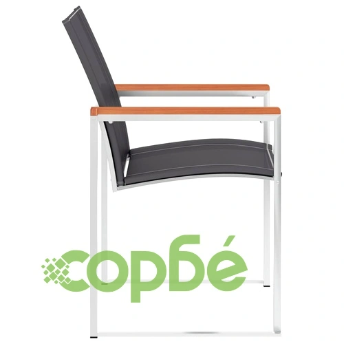 Градински столове, 2 бр, textilene и неръждаема стомана, сиви ➤ топ цена ➤ sorbe.bg