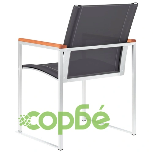 Градински столове, 2 бр, textilene и неръждаема стомана, сиви ➤ топ цена ➤ sorbe.bg