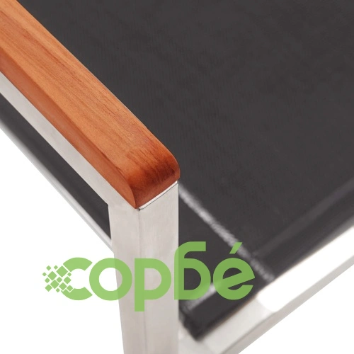 Градински столове, 2 бр, textilene и неръждаема стомана, сиви ➤ топ цена ➤ sorbe.bg