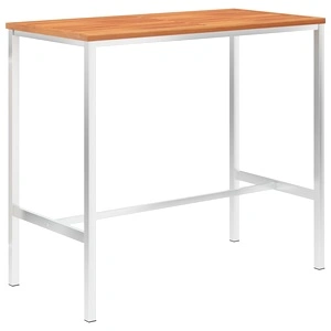 Бар маса, 120x60x105 cм, акациево дърво масив и инокс