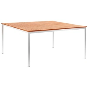 Градинска трапезна маса 150x150x75 cм тик масив и инокс