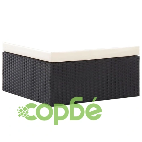 Градинско лаундж легло със сенник черен полиратан ➤ топ цена ➤ sorbe.bg