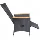 Накланящи градински столове с възглавници 2 бр полиратан черни