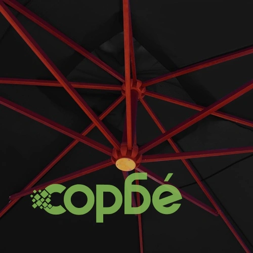 Окачен чадър с дървен прът, 400x300 см, черен на топ цена от sorbe.bg Окачен чадър с дървен прът, 400x300 см, черен ➤ топ цена ➤ sorbe.bg