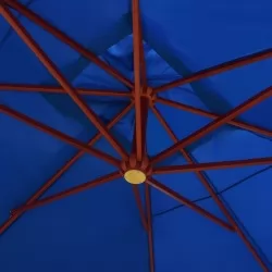 Окачен чадър с дървен прът, 400x300 см, син