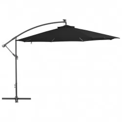 Градински чадър с чупещо рамо и алуминиев прът, 350 см, черен