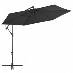Градински чадър с чупещо рамо и алуминиев прът, 300 см, черен